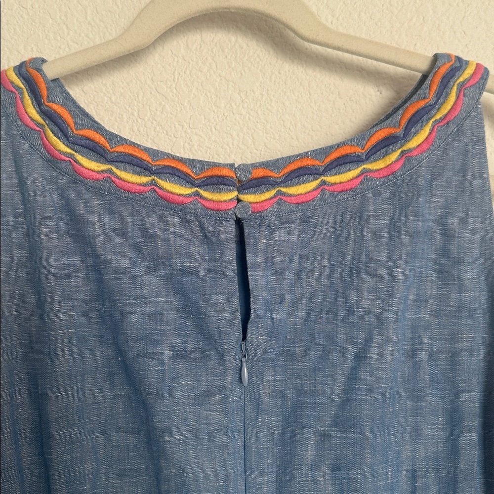 TALBOTS chambray scalloped embroidery shift dress 10 - Picture 7 of 7